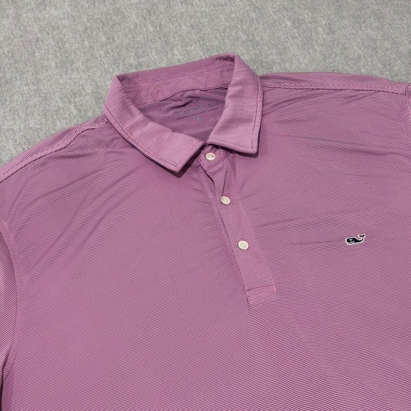 Vineyard Vines Other - Vineyard Vines Mens XL Performance Polo Shirt Pink Purple‎ Stripe Short Sleeve